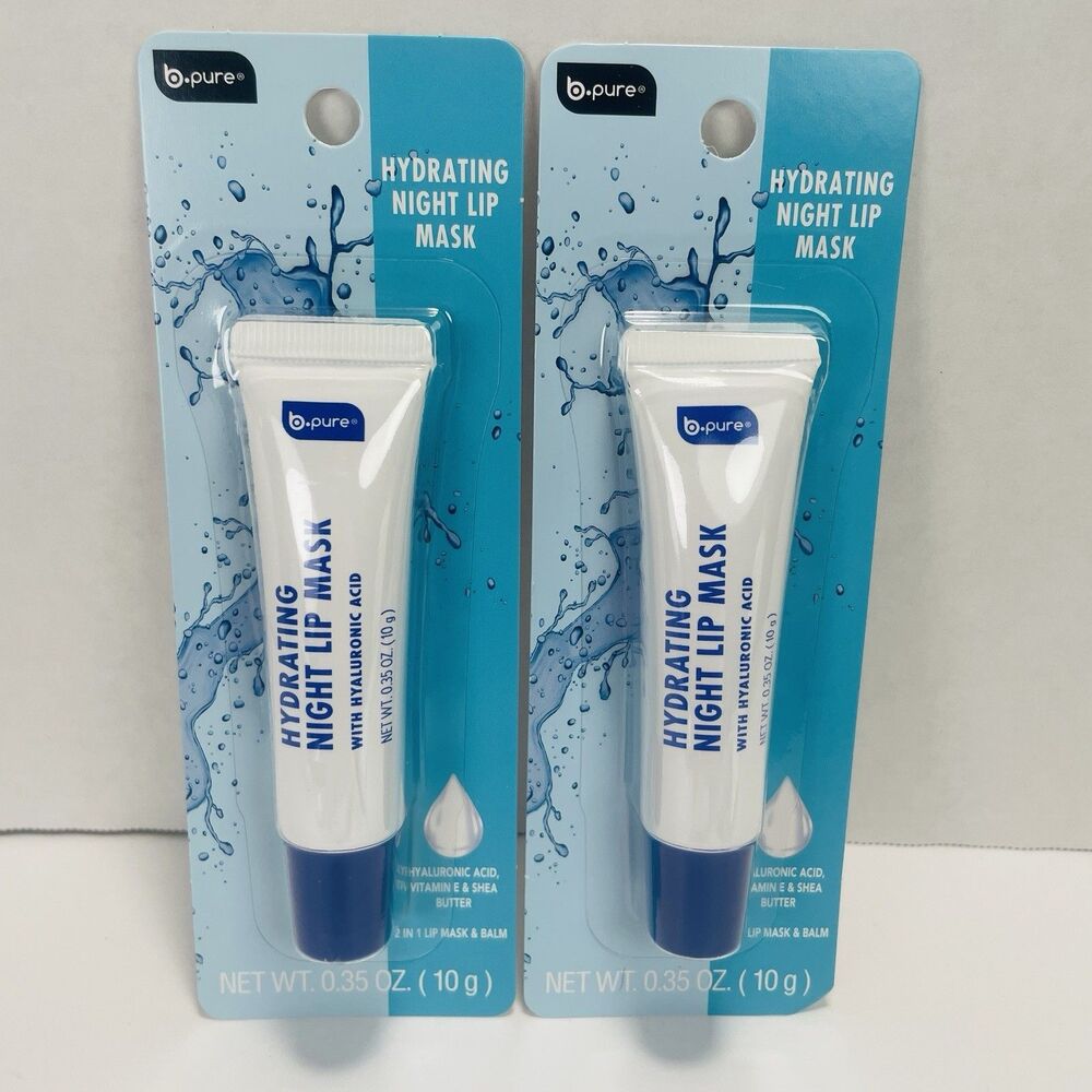 2 Pk B-Pure HYDRATING NIGHT LIP MASK w/ Hyaluronic Acid, Vitamin E & Shea Butter